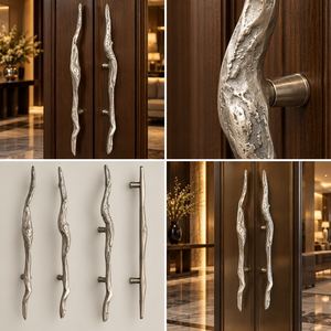 Tirador de Puerta Ondulado Orgánico con Acabado en Tono Plateado, Tirador Largo Texturizado para Gabinetes, Herraje Decorativo para Muebles en Interiores Modernos y de Lujo - Product Image 6