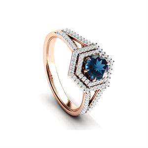 Anillo de piedras preciosas de Topacio Azul Londres Natural de Plata de Ley 925, anillo de promesa clásico de oro rosa, joyería de piedra semipreciosa para Weddi - Product Image 6