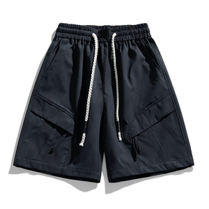 Shorts Bermuda en nylon uni pour homme avec cordon de serrage et poches, style décontracté, séchage rapide, respirant, taille mi-haute - Product Image 4
