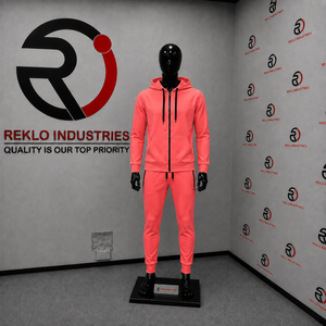 Conjunto Deportivo para Hombre con Capucha Color Coral, Sudadera y Pantalones con Cierre Completo, Color Sólido, Casual, con Bolsillos Laterales, Transpirable, de Poliéster, para Otoño - Product Image 3