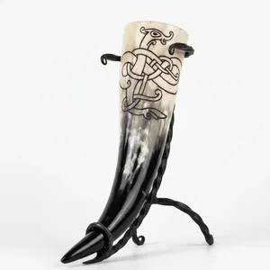 Handmade <b>Buffalo</b> <b>Horn</b> Drinking <b>Horn</b> with Knot Design Natural Shape Polished Animal Style Collectible Art Decor - Product Image 5