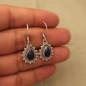 Boucles d'oreilles artisanales en lapis-lazuli, argent sterling, bijoux bohèmes, pierres précieuses bleues naturelles, boucles d'oreilles pendantes, cadeau pour femme - Product Image 2