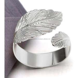 <b>Silver</b> Leaf <b>Napkin</b> Ring Parties Wedding Dinner Table Decorative Casted Leaf <b>Napkin</b> Holder Custom Rings American Style - Product Image 3