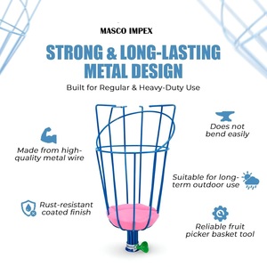 Cesta Recolectora de Frutas de Metal Azul, de Grado Industrial, Ligera, Cesta de Alambre para Cosecha, Herramienta Manual de Jardinería para Uso en Huertos y Granjas - Product Image 3