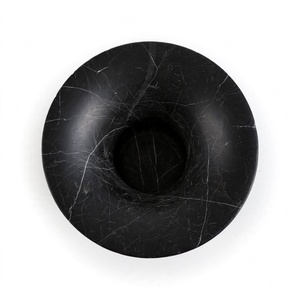 Vase à large ouverture en marbre onyx noir de luxe, fait main, en pierre naturelle, pot à fleurs pour hall d'hôtel, entrée de villa, décoration moderne pour la maison - Product Image 3