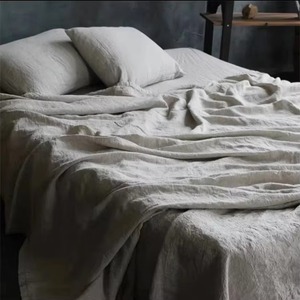 Drap plat en lin, couleur unie, respirant, style Wabi Sabi, pour toutes les saisons, literie pour la maison, ensembles de literie - Product Image 2