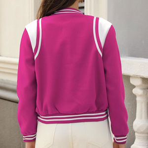 Veste en polaire rose pour femme, manches longues, col à capuche, logo brodé, fermeture éclair intégrale, polaire polaire courte, matière polyester - Product Image 4