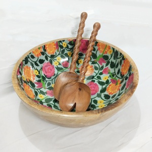 Tazón de Bambú y Madera Pulida Natural Hecho a Mano para Servir Ensaladas y Frutas, Decorativo para el Hogar y Restaurantes - Product Image 2