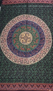 Tapisserie murale circulaire bohème, décoration murale en tissu imprimé, art abstrait, motif de fleurs, décoration intérieure, pièce unique - Product Image 5