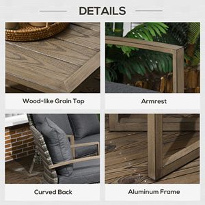 Set di Mobili da Giardino in Vimini a 4 Pezzi con 2 Sedie a Dondolo, Divano a Due Posti, Set da Conversazione in Rattan PE per Esterni con Cuscini in Alluminio - Product Image 5
