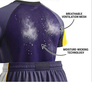 Maillot de football pour homme, violet et jaune, col en V, séchage rapide, évacuation de l'humidité, uniformes de football sublimés avec logo personnalisé - Product Image 6