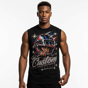 Camiseta sin mangas con estampado de diamantes de imitación y gráficos personalizados, 100% algodón jersey, estilo vintage moderno, para uso unisex. - Product Image 5
