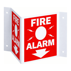 Panneau d'alarme incendie en forme de V Brady, pour intérieur et extérieur, fixation murale, marquage de sécurité en PVC ou en aluminium - Product Image 2