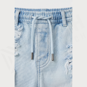 Shorts en jean déchirés à taille haute pour homme, en coton léger, style décontracté d'été, coupe droite - Product Image 4