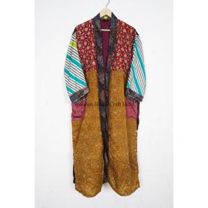 Kimono de seda vintage estilo sari, vestido largo, túnica de playa, ropa de baño, venta al por mayor y a bajo precio, indio - Product Image 4