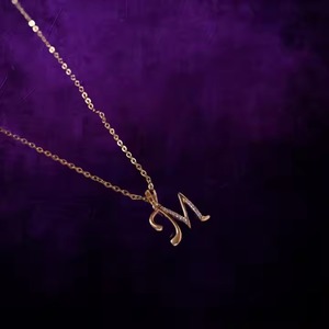 Personalized Gold Alphabet Pendant with Diamond Initial Letter M <b>Charm</b> Simple Gift Jewelry for Women - Product Image 3