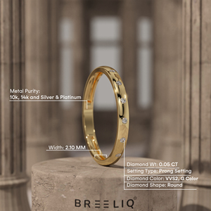 Minimal Flush Set Diamond Ring in 14K Gold Round Lab Grown Diamonds Slim Everyday Stackable <b>Wedding</b> Band - Product Image 2