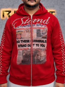 Sudadera con Capucha Roja para Hombre Rexfit Sports, Diseño con Estampado DTG Frontal, Corte Holgado, Tejido de Poliéster - Product Image 2