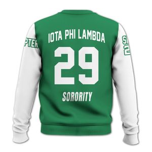 Sudadera Universitaria Personalizada Iota Phi Lambda, Verde Esmeralda y Blanco, con el Escudo de la Hermandad Griega desde 1929 - Product Image 6