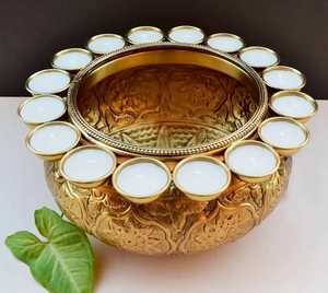 Handmade Decorative Candle Stand With Embossed Design For Religious Activities 12 <b>Cup</b> Holder, Diwali Gifting Item - Product Image 1