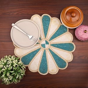 Home Hotel Tableware Beaded Thin Table Mat Vintage Design 100% Handmade Customizable <b>Placemat</b> Wedding Banquet Eco-Friendly - Product Image 1