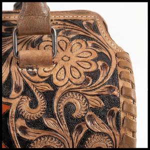 2026 New Luxury Genuine Leather Orange And <b>Black</b> Checkered Floral Carved Pattern Zipper Closure Durable Design Speedy Duffle <b>Bag</b> - Product Image 5