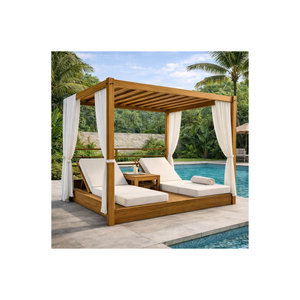 ARTERRA - Juego de Tumbonas de Lujo para Exteriores de Madera de Teca con Ruedas, Resistentes al Agua y a la Intemperie, para Playa, Resort, Patio - Product Image 6
