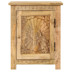 Vintage Solid Wood Carved One Door <b>Side</b> <b>Table</b> <b>Storage</b> Cabinet Bedroom Stool Rustic Farmhouse <b>Living</b> <b>Room</b> Furniture Home Decor - Product Image 1