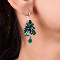 Boucles d'oreilles pendantes en laiton plaqué argent avec améthyste, style Bohème, faites à la main, pierres précieuses facettées pour femme