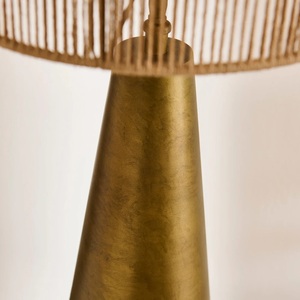 Linen Halo Metal Table <b>Lamp</b> with Woven Fabric Shade Tapered Iron Base Warm Ambient Lighting for Elegant Living Spaces - Product Image 4