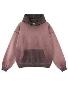 Sweat-shirt à capuche oversize pour homme, couleur unie, manches classiques, 100% coton molletonné, coupe délavée, style hiver, poche, 300g - Product Image 2