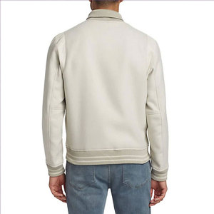 Men's College <b>Jacket</b> Ribbed Collar Button Front Long Sleeve Bomber Style Casual Outerwear - Product Image 3