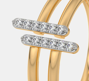 Bague personnalisée pour femme à conception ouverte avec diamant de laboratoire taille ronde en or jaune 14 carats pour usage quotidien, commande en gros - Product Image 3