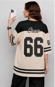 Camiseta de algodón extragrande para mujer con estampado del número 66, manga corta, corte holgado, cuello redondo, informal, para todas las estaciones - Product Image 4