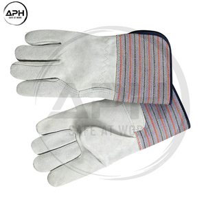 Guantes de Trabajo de Cuero Resistentes, Reforzados en la Palma, con Puño de Lona, para Uso General, Construcción, Manipulación de Materiales Industriales - Product Image 6