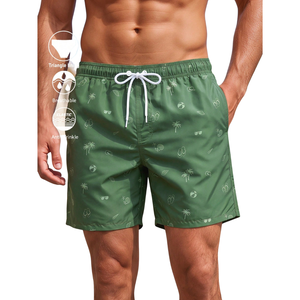 Shorts de bain imprimés respirants pour hommes, séchage rapide, taille élastique avec cordon de serrage, légers, été, XL/3XL, poches latérales - Product Image 1