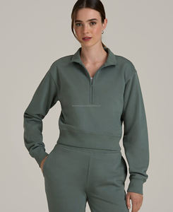 Sudadera de Felpa 100% Algodón para Mujer, de Alta Calidad, con Media Cremallera, Talla Grande, Formal, de Invierno, Personalizada con Logotipo Bordado, Talla XL - Product Image 1