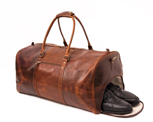 Luxury Genuine Leather Duffle <b>Bag</b> Business Travel Zipper Closure And <b>Shoe</b> <b>Compartment</b> Design Strong Zipper Leather Duffle <b>Bags</b> - Product Image 1