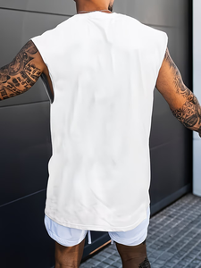 Two Men's Summer Casual Sports Outfits Featuring Sleeveless Crew Neck Vests Drawstring Shorts Pockets 100% Cotton Knitted - Product Image 2