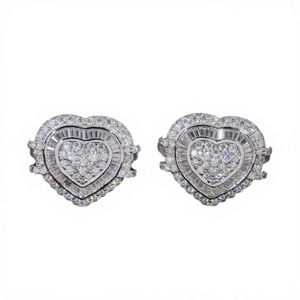 Anillo de banda de moissanita con forma de corazón, chapado en oro blanco de 10k, estilo hip hop, totalmente cubierto de circonitas, para mujer, certificado GRA - Product Image 5