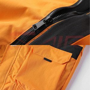 Men's Hooded Waterproof PU <b>Racer</b> <b>Jacket</b> Color Blocking Casual Winter Wear Quick Dry with Zipper Closure Orange Black Trim 240g - Product Image 6