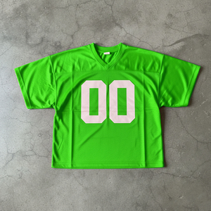 Camiseta Deportiva Unisex de Malla Oversize Negra y Verde Personalizada con Estampado por Sublimación para Fútbol Americano, Estilo Urbano, Venta al por Mayor OEM - Product Image 1