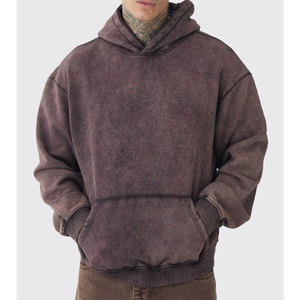 Sweat à capuche vintage personnalisé pour homme, délavé à l'acide, coupe oversize, épais, style optimal, respirant, avec poche kangourou et capuche ajustable - Product Image 4