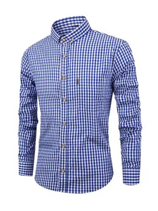 Camisa a cuadros de manga larga informal para hombre, con cuello vuelto, botones frontales, bolsillo, de verano, de punto, de algodón, franela, talla grande - Product Image 2