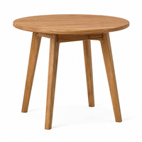 Table d'appoint ronde en teck massif avec cinq pieds inclinés, design contemporain, écologique, durable, meubles de salle à manger, 2 places
