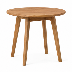 <b>Solid</b> Teak <b>Round</b> <b>Dining</b> Side <b>Table</b> with Five Angled Legs Contemporary Design Eco-Friendly Durable <b>Dining</b> Room Furniture 2-Seater - Product Image 1