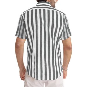 Camisa de Vestir de Manga Corta con Rayas Finas, Transpirable, de Popelina con Rayas Verticales, Cuello Extendido, Botones de Alta Calidad, Camisas de Oficina con Rayas - Product Image 2
