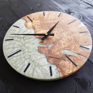 Custom Resin & Olive Wood Wall <b>Clock</b> Live Edge Rustic Home Decor - Product Image 3