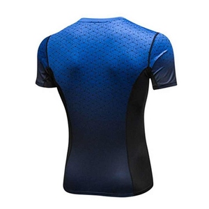 Men's Blue <b>Black</b> Short Sleeve <b>Compression</b> <b>Shirt</b> Quick Dry Sublimation Printed Spandex Polyester Rash Guard Adult Sport Top - Product Image 3
