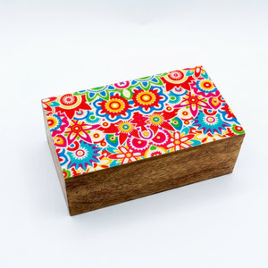 Caja de Almacenamiento de Madera con Tapa Esmaltada con Patrón Damasco Dorado y Marrón, Hecha a Mano, Personalizada, OEM, ODM, DECORYUG - Product Image 3